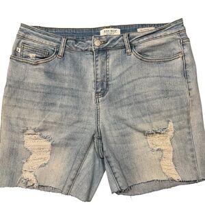Judy Blue distressed jean shorts Boyfriend light wash denim ripped size 13/31